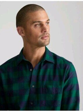 Untuckit Flannel Barrelstone Shirt Men's Large Buffalo Plaid Campeneta Relaxed
